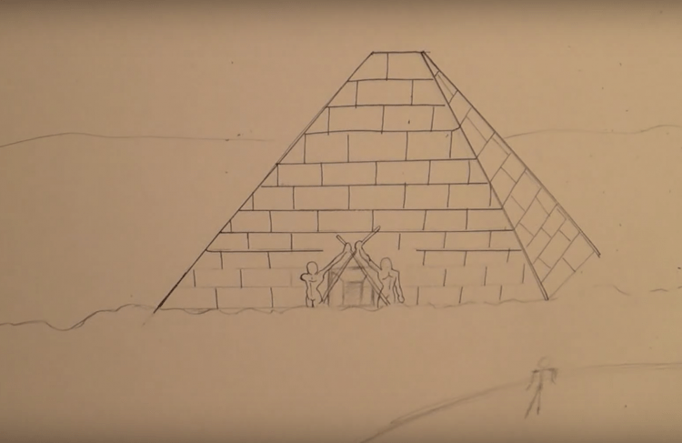 Пирамида Хеопса карандашом
