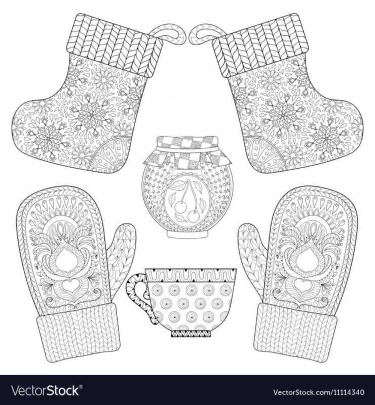 Новогодние варежки для раскрашивания