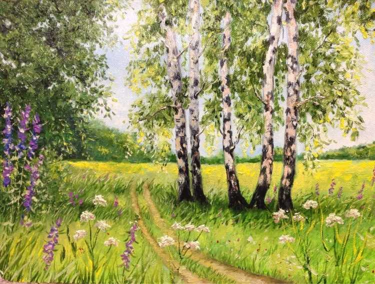 Летний пейзаж с березами