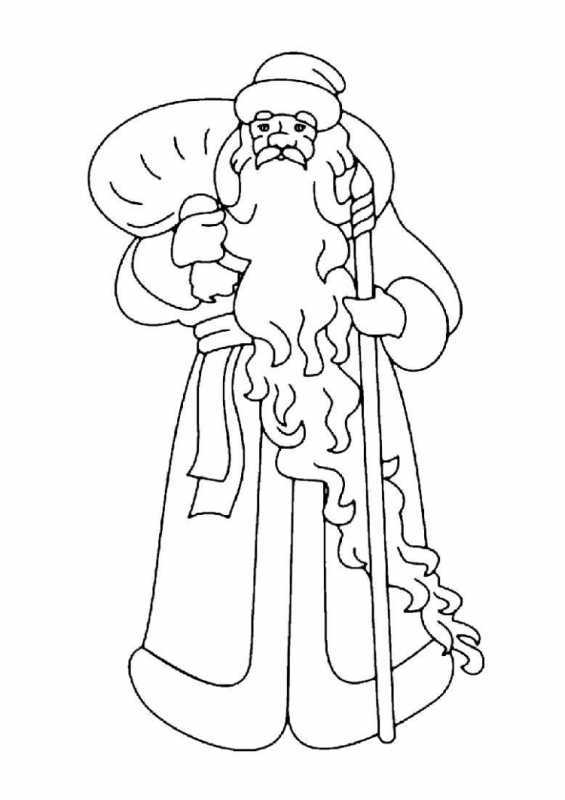 Портрет Деда Мороза раскраска