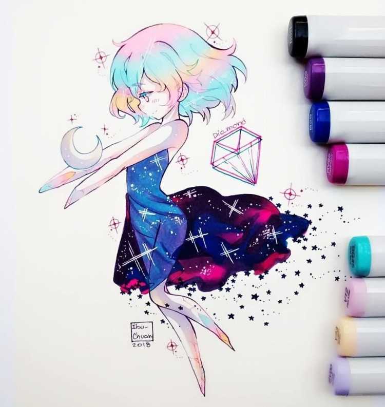 Рисование маркерами глаза