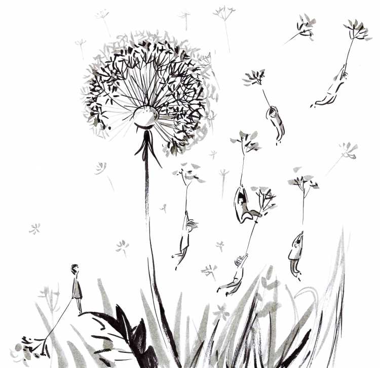 Раскраска ежики одуванчики