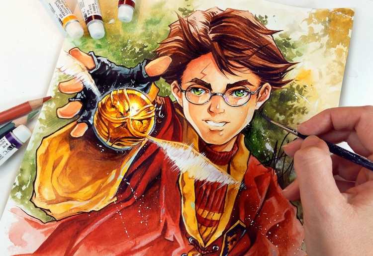 Гарри Поттер со Снитчем арт