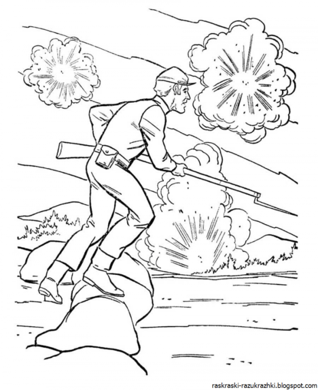 Раскраска военные солдаты