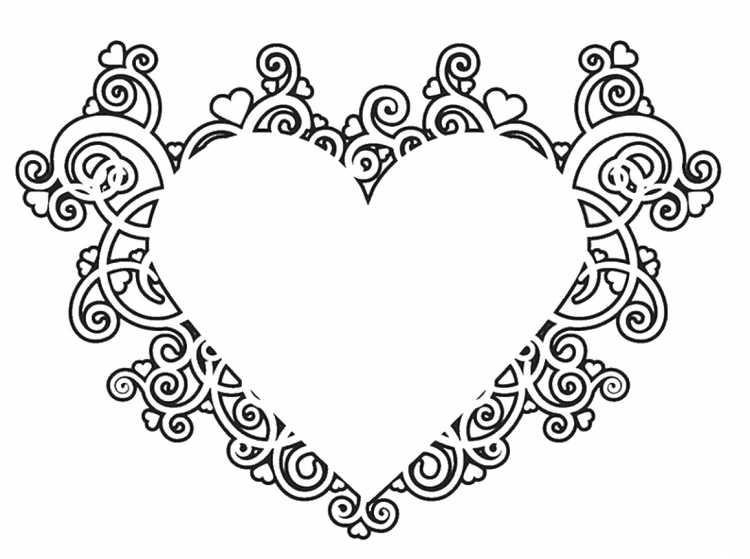 Сердце с цветами раскраска