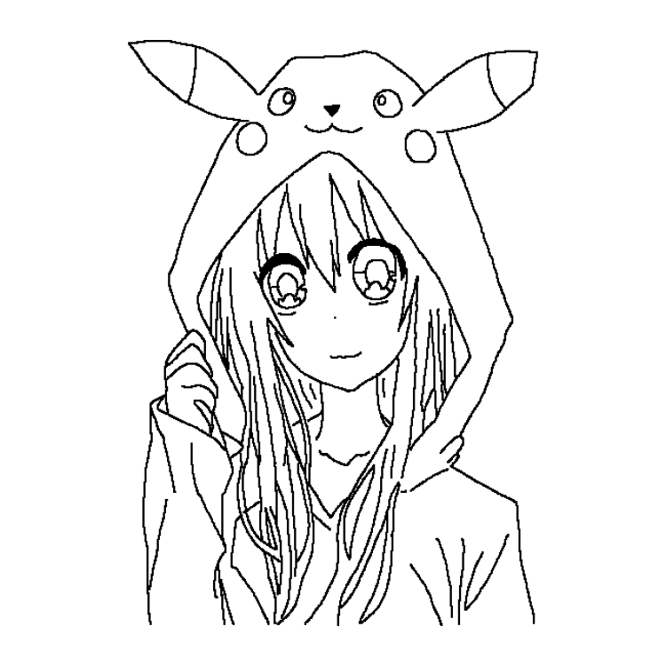Разукрашка аниме Пикачу