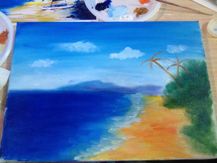 Правополушарное рисование море