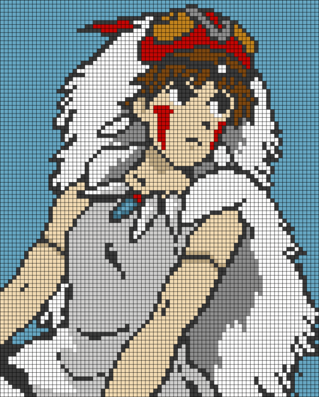 Схема аниме вышивания принцесса Мононоке