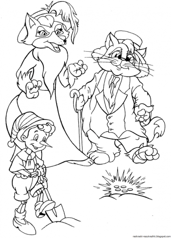 Буратино. Раскраска.