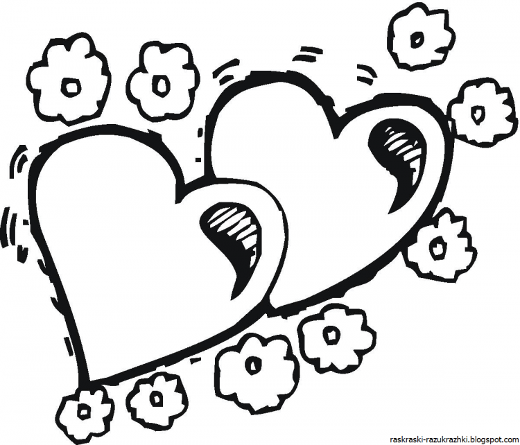 Рисунки для раскрашивания сердечки