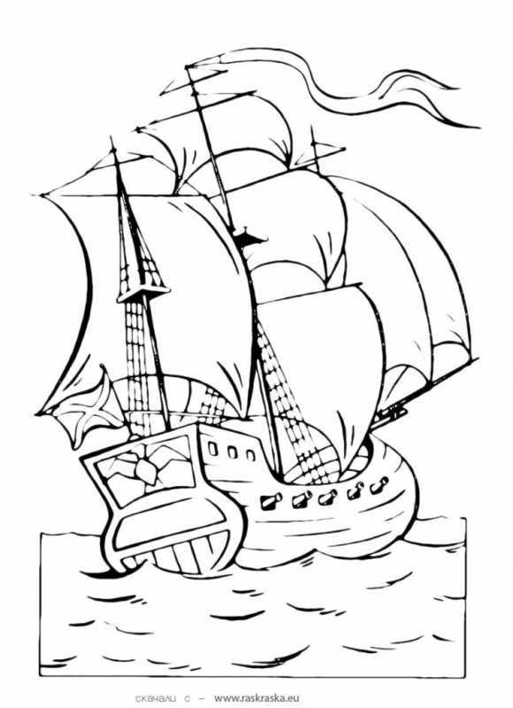 Корабль из сказки о царе Салтане раскраска