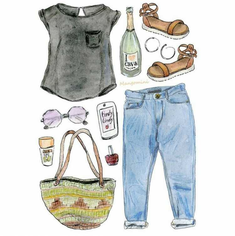 Рисунки для срисовки одежда модная