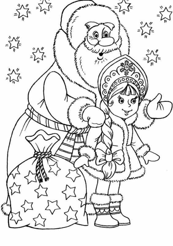 Санта Клаус раскраска для детей