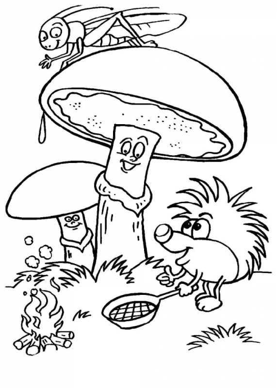 Грибы раскраска для детей