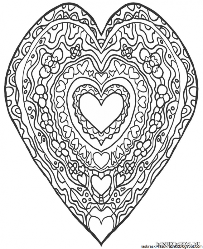 Сердечко раскраска для детей