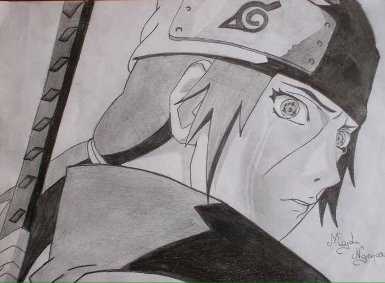 Itachi из Наруто карандашом
