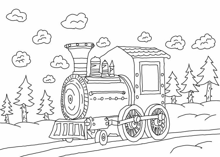 Железная дорога. Раскраска