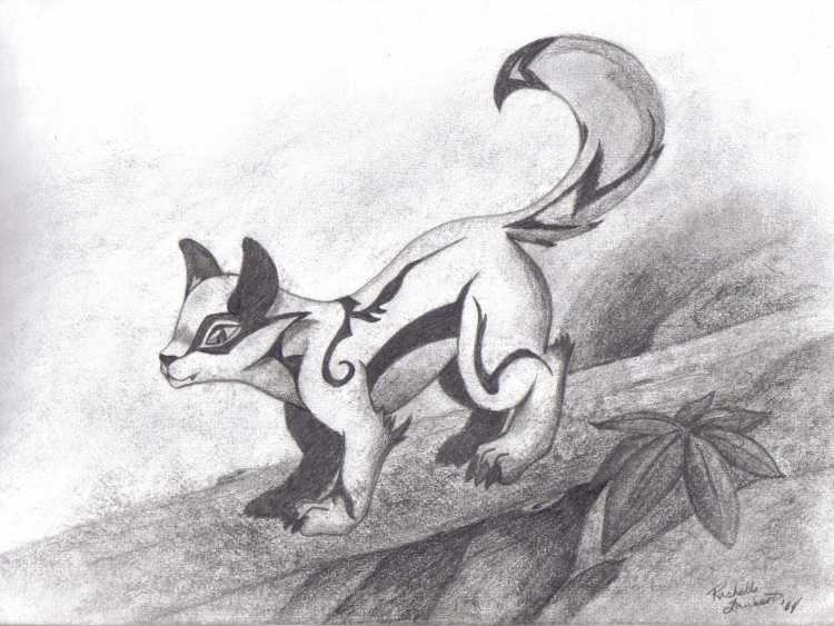 Тибетская лиса аниме карандашом