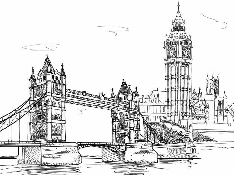 Англия Биг Бен скетч