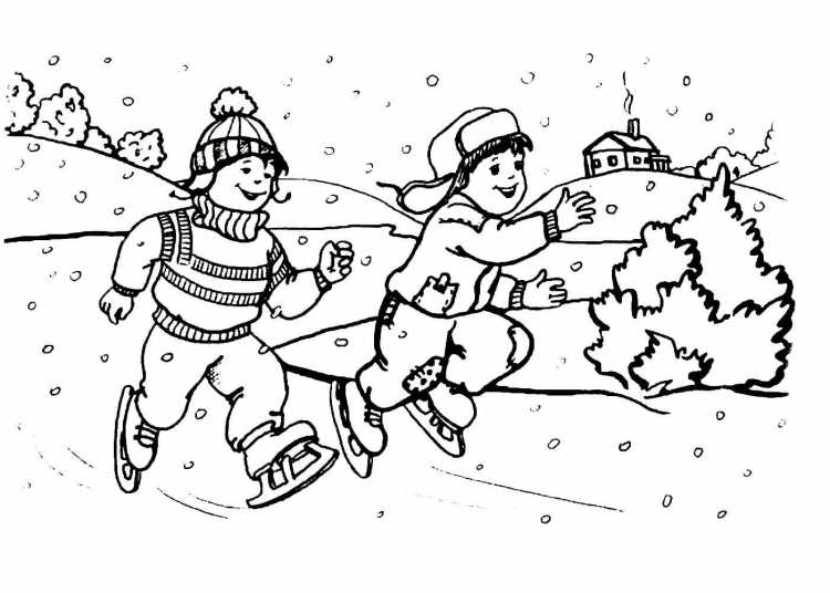 Зимние забавы раскраски для детей