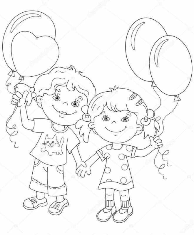 Мальчик с цветами раскраска