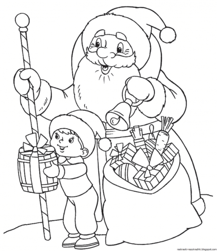 Дед Мороз и Снегурочка раскраска