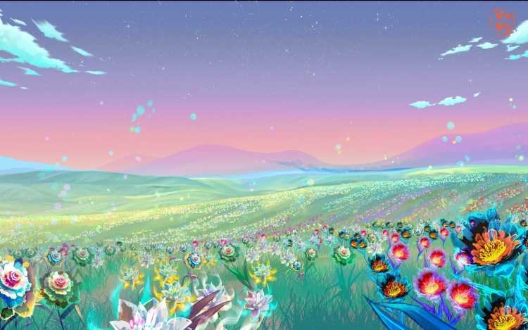 Сказочный луг с цветами