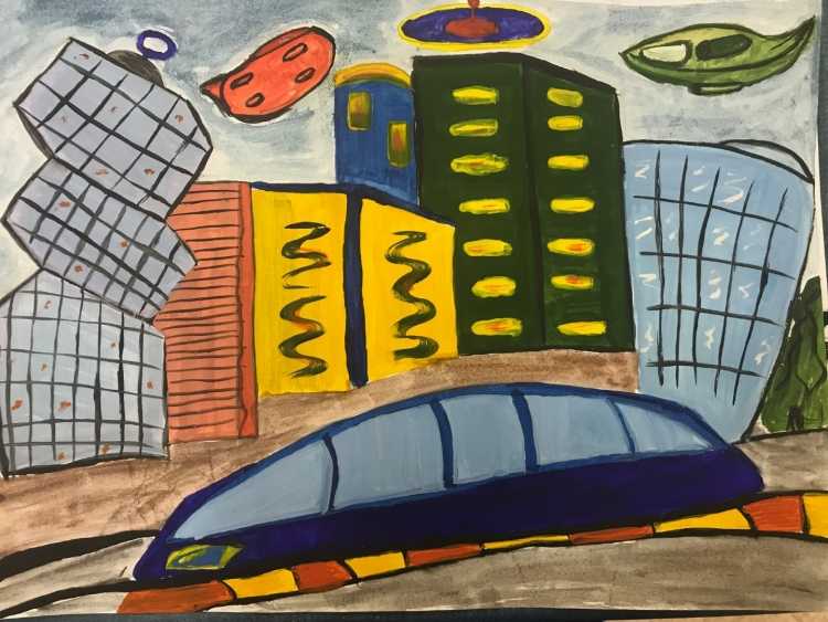 Рисование город будущего