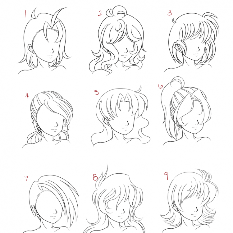 Аниме прически для срисовывания