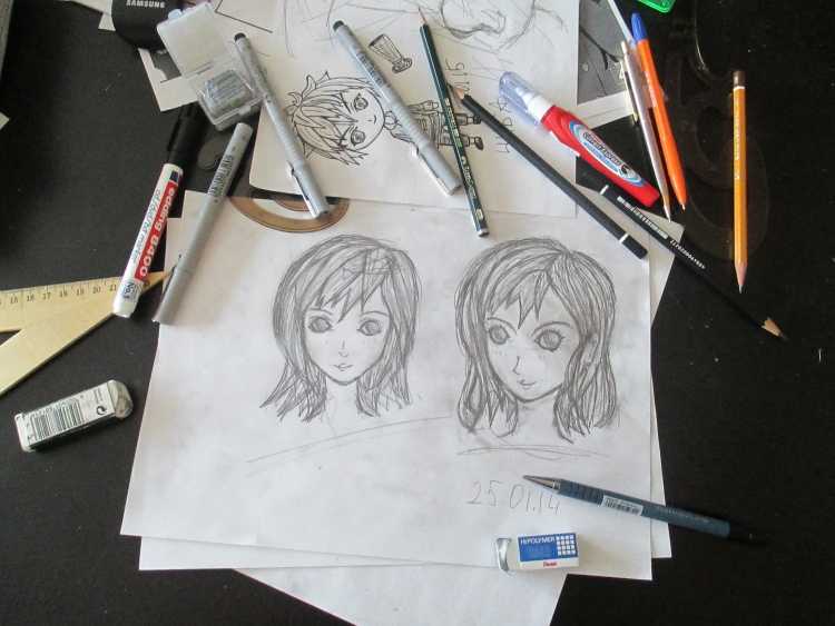 Аниме девушки карандашом