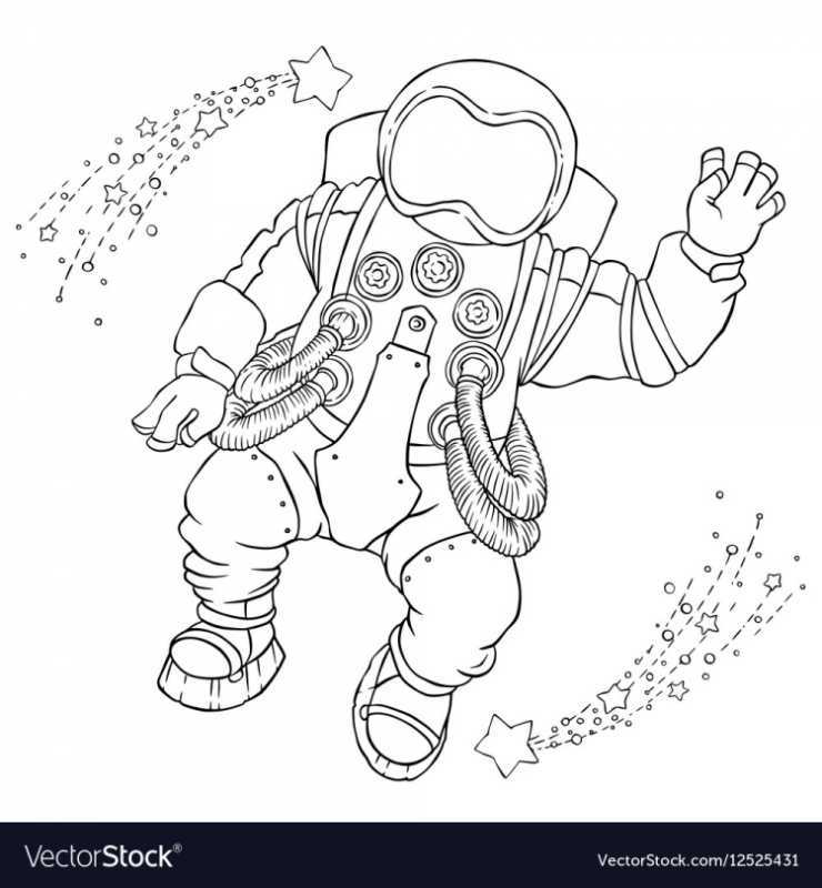 Ракета и космонавт рисунок