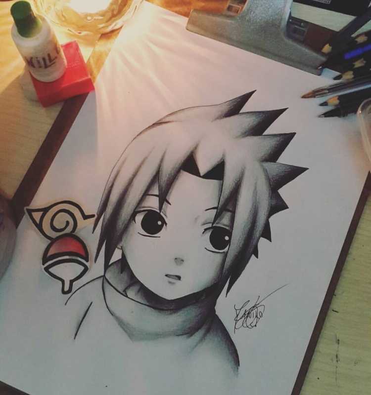 Аниме для срисовки Наруто Саске маленький