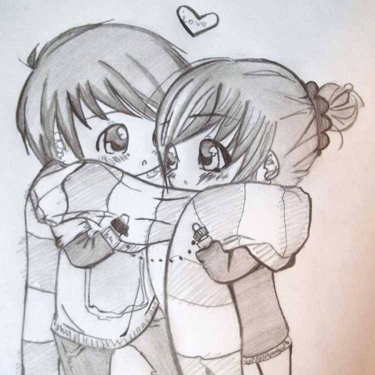 Аниме пары карандашом