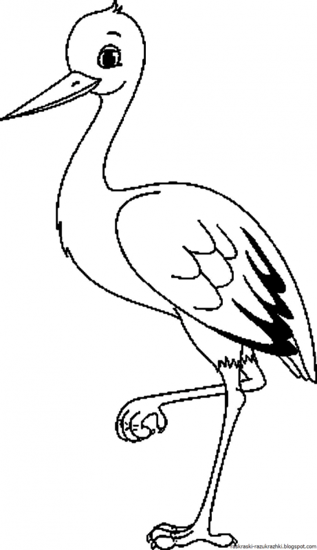 Раскраска Аист с младенцем