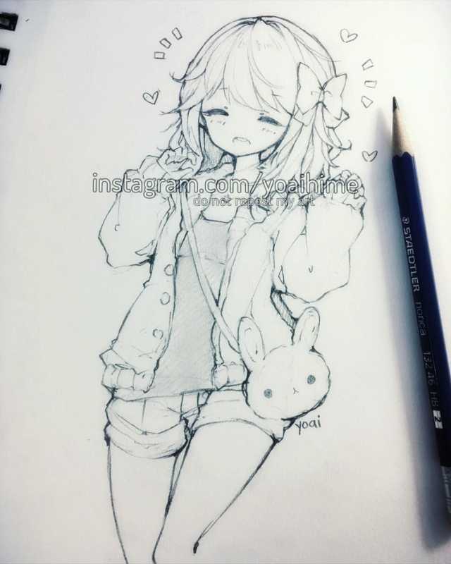 Аниме скетчи на бумаге