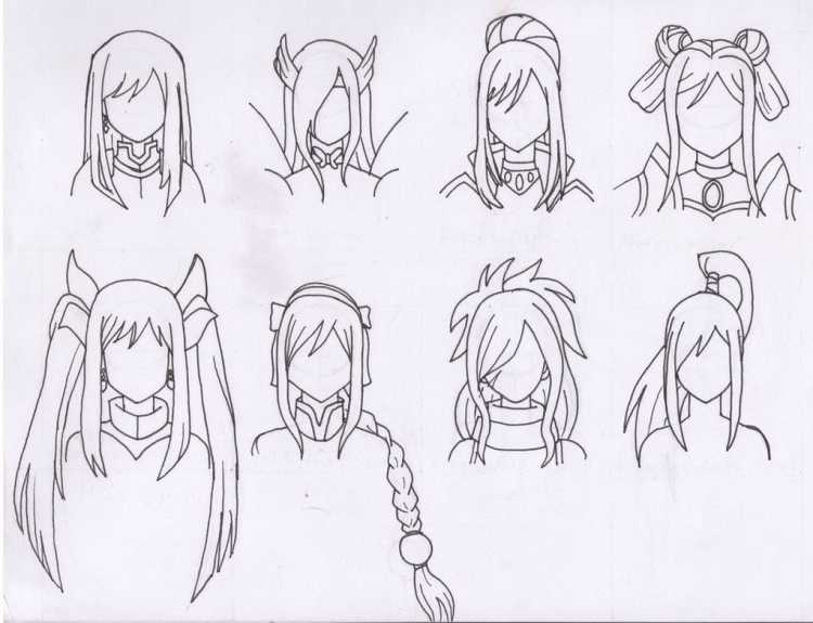 Зарисовки волос аниме