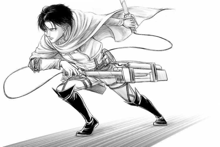 Аниме атака титанов Леви Манга