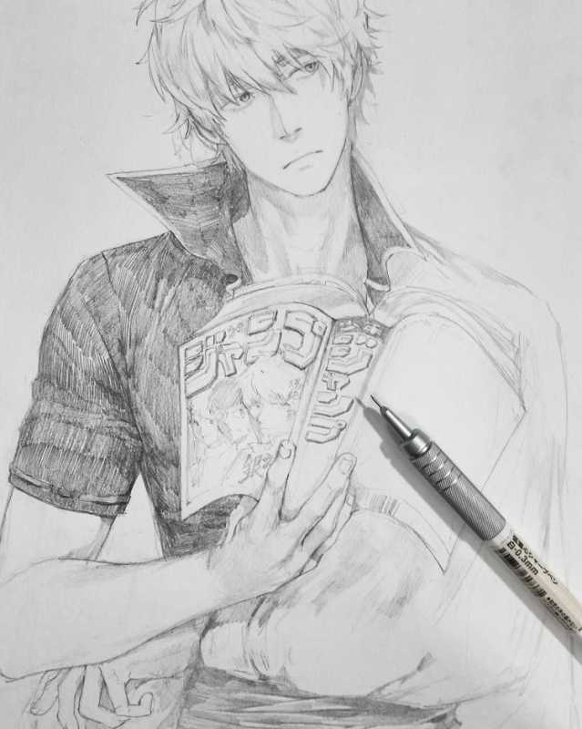 Аниме мальчики карандашом