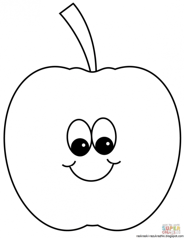 Яблоко раскраска контур