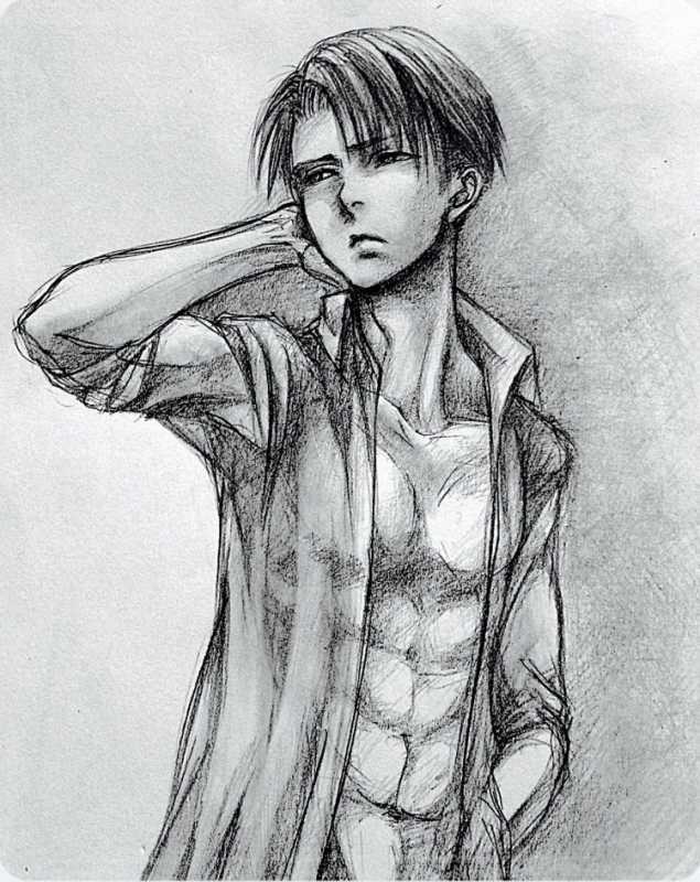 Аниме атака титанов Леви для срисовки