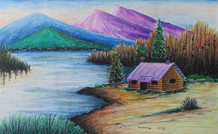 Красивые пейзажи цветными карандашами