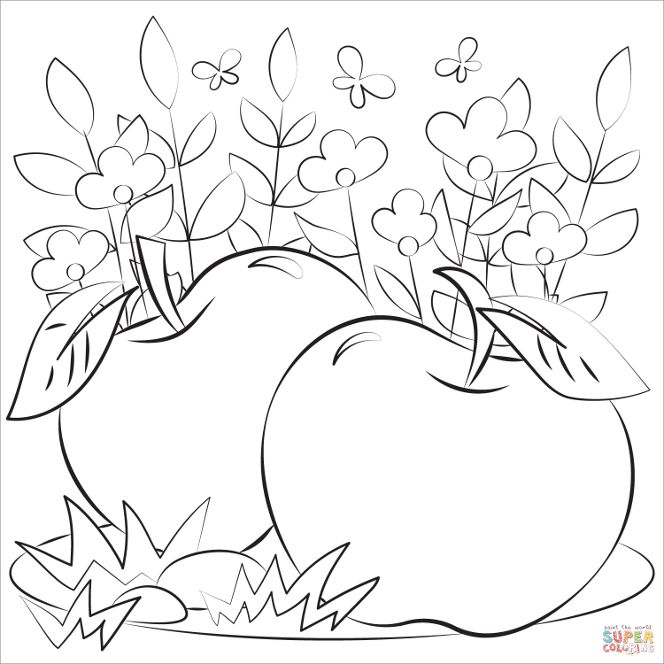 Яблоко раскраска для детей