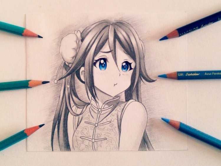 Аниме скетчи на бумаге