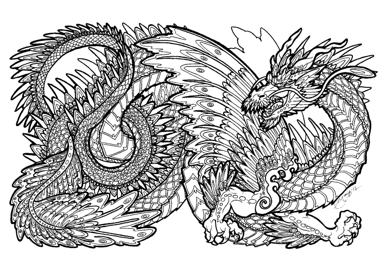Раскраски драконов сложные