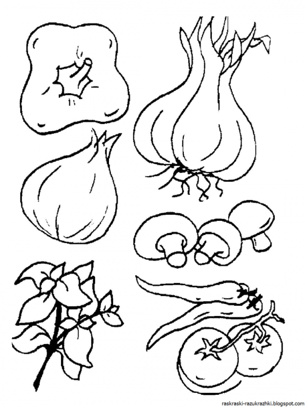 Овощи раскраска для детей