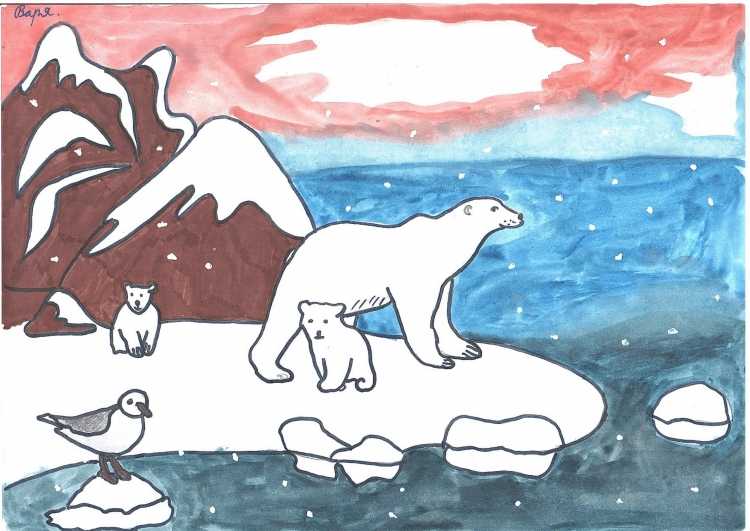 Рисование белый медведь
