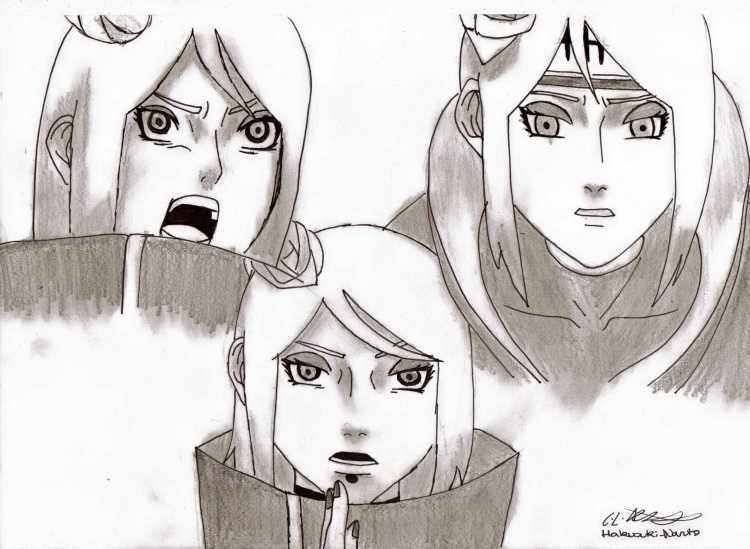 Нарисовать аниме Наруто Конан