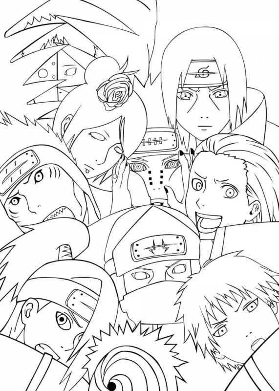 Раскраски Наруто Акацуки Итачи