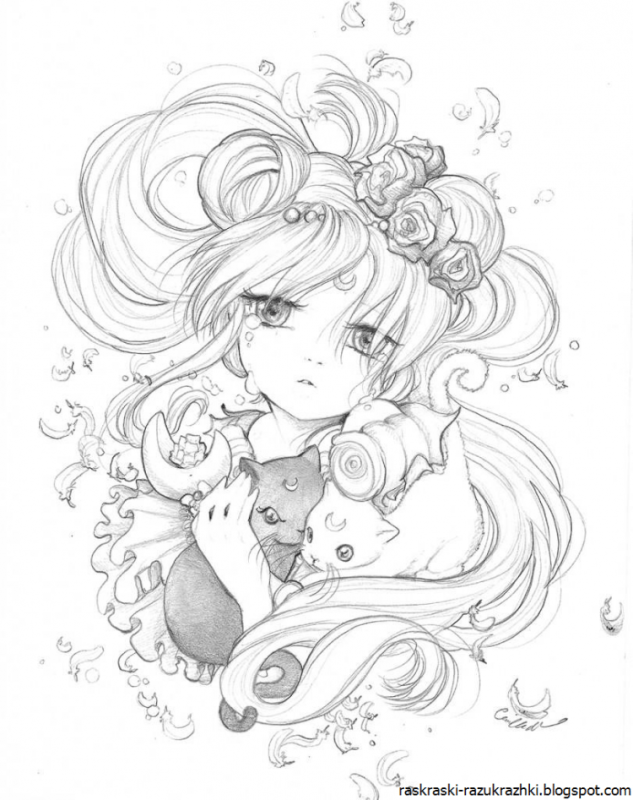Раскраски для девочек аниме