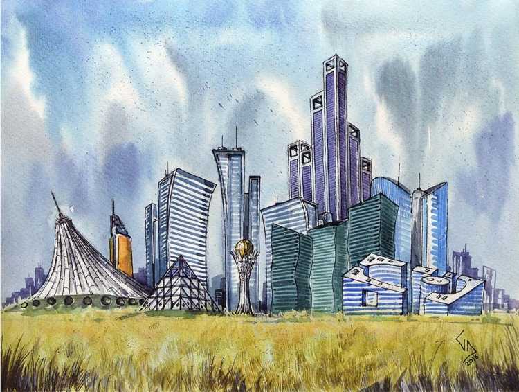 Город будущего рисунок